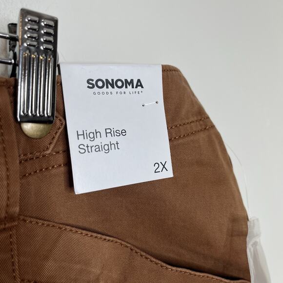 Sonoma High Rise Straight Cropped Pants Brown Womens Size 2X Utility Ankle - Picture 3 of 5